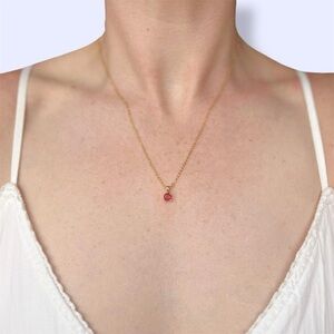 Gold Plated magenta/ruby gemstone necklace 💖